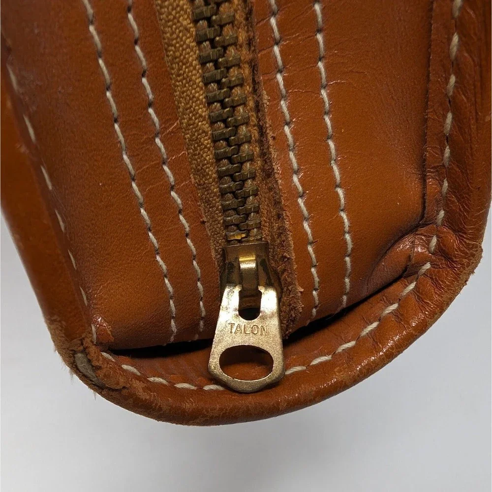 Vintage Hugo Bosca Built Cowhide Zip Briefcase Attaché Case Brown Leather 16x11